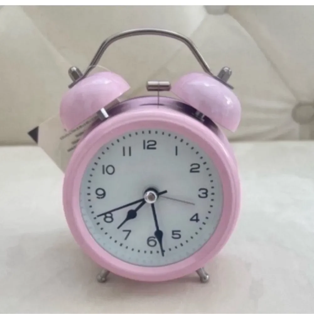 New  4 Inches Twin Bell Alarm Dial, Battery Operated Clock-pink